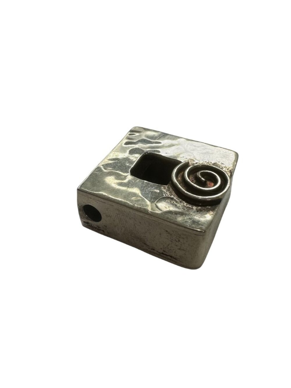 Sterling Silver .925 Square Modernist Pendant With Swirl Design - Picture 3 of 6